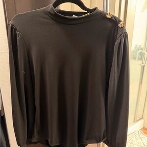 Business Casual Black Women's Bodysuit with Button Detail